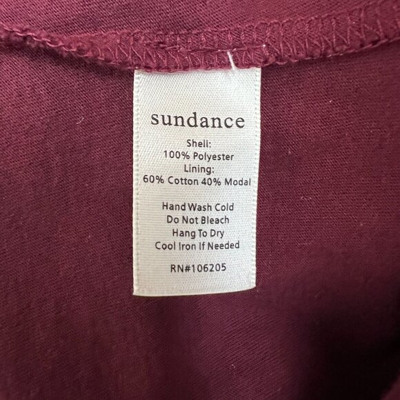 Sundance‎ Blouse Top Womens XS Burgundy Velvet Lace Sheer Floral Long Sleeve - Picture 9 of 9